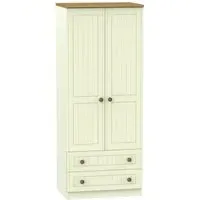 Warwick 2 Door Wardrobe with Drawers - Cream, Oak