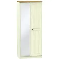Warwick 2 Door Wardrobe with Mirror - Cream, Oak
