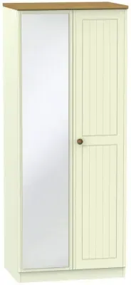 Warwick 2 Door Wardrobe with Mirror - Cream, Oak