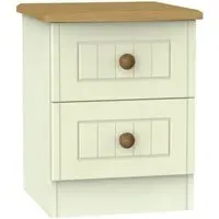 Warwick 2 Drawer Bedside Cabinet - Cream, Oak