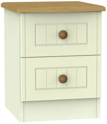 Warwick 2 Drawer Bedside Cabinet - Cream, Oak