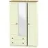 Warwick 3 Door Combi Wardrobe with Mirror and Drawers - Cream, Oak