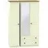 Warwick 3 Door Combi Wardrobe with Mirror and Drawers - Cream, Oak