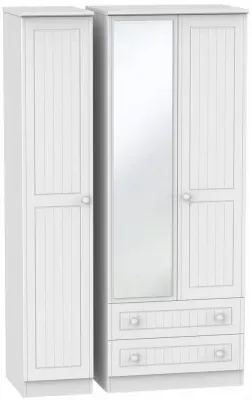 Warwick 3 Door Combi Wardrobe with Mirror and Drawers - White