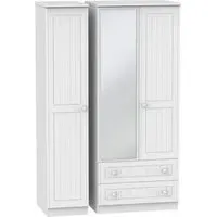 Warwick 3 Door Combi Wardrobe with Mirror and Drawers - White