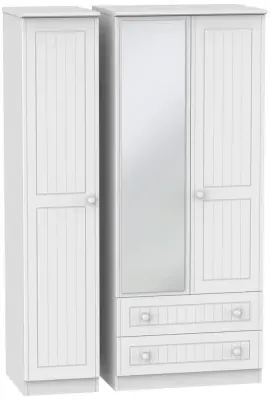 Warwick 3 Door Combi Wardrobe with Mirror and Drawers - White