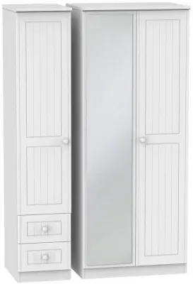 Warwick 3 Door Combi Wardrobe with Mirror and Drawers - White