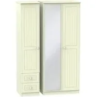 Warwick 3 Door Combi Wardrobe with Mirror - Cream