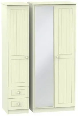 Warwick 3 Door Combi Wardrobe with Mirror - Cream