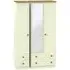 Warwick 3 Door Tall Combi Wardrobe with Mirror - Cream, Oak