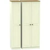 Warwick 3 Door Tall Wardrobe - Cream, Oak