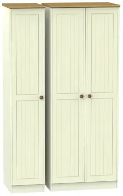 Warwick 3 Door Tall Wardrobe - Cream, Oak