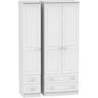 Warwick 3 Door Tall Wardrobe with 4 Drawers - White