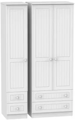 Warwick 3 Door Tall Wardrobe with 4 Drawers - White