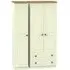 Warwick 3-Door Triple Wardrobe with Storage - Cream, Oak