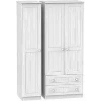 Warwick 3-Door Triple Wardrobe with Storage - White