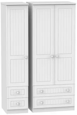Warwick 3-Door Wardrobe with 4 Drawers - White