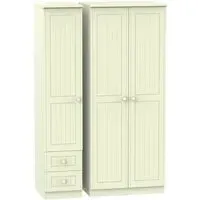 Warwick 3-Door Wardrobe with Drawers - Cream