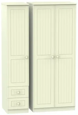 Warwick 3-Door Wardrobe with Drawers - Cream