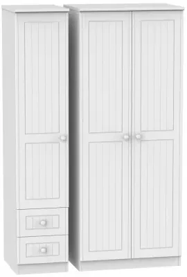 Warwick 3-Door Wardrobe with Drawers - White