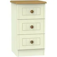 Warwick 3 Drawer Bedside Cabinet - Cream, Oak
