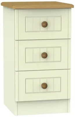 Warwick 3 Drawer Bedside Cabinet - Cream, Oak