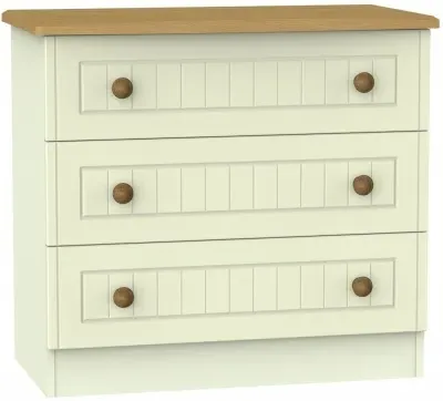 Warwick 3 Drawer Chest - Cream, Oak