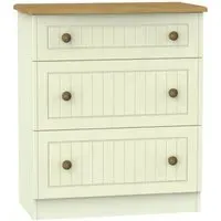 Warwick 3 Drawer Deep Chest - Cream, Oak