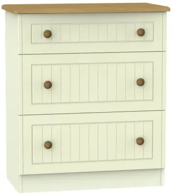 Warwick 3 Drawer Deep Chest - Cream, Oak