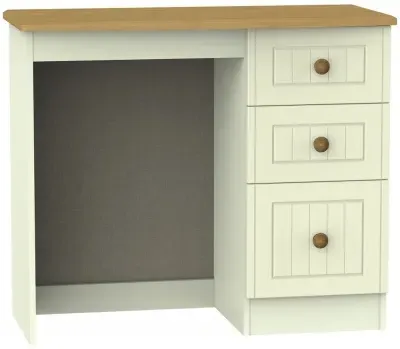 Warwick 3 Drawer Single Dressing Table - Cream, Oak