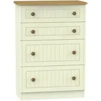 Warwick 4 Drawer Deep Chest - Cream, Oak