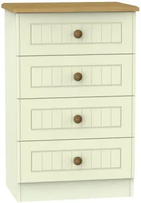 Warwick 4 Drawer Midi Chest - Cream, Oak