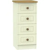 Warwick 4 Drawer Narrow Chest - Cream, Oak