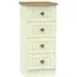 Warwick 4 Drawer Narrow Chest - Cream, Oak