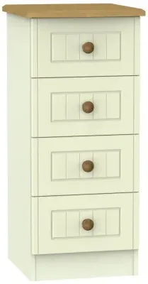 Warwick 4 Drawer Narrow Chest - Cream, Oak