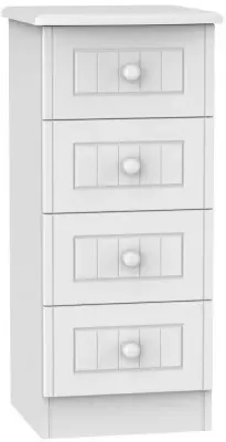 Warwick 4 Drawer Narrow Chest - White