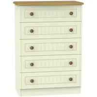 Warwick 5 Drawer Chest - Cream, Oak