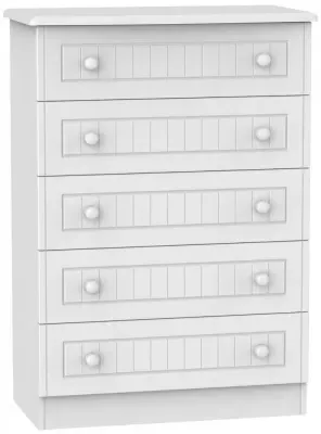 Warwick 5 Drawer Chest - White