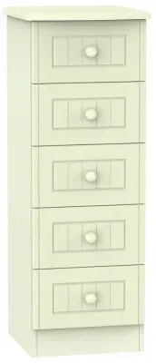 Warwick 5 Drawer Narrow Chest - Cream image