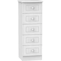 Warwick 5 Drawer Narrow Chest - White