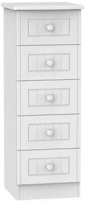 Warwick 5 Drawer Narrow Chest - White