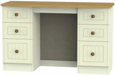 Warwick 6 Drawer Double Dressing Table - Cream, Oak