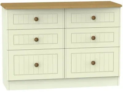 Warwick 6 Drawer Midi Chest - Cream, Oak