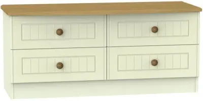 Warwick Bed Box with Storage - Cream, Oak