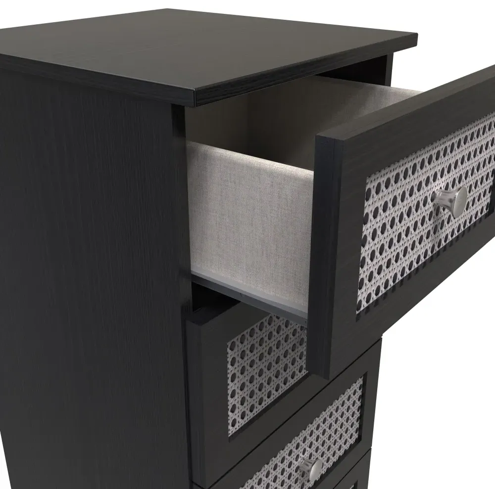 Welcome Furniture 5 Drawer Narrow Chest - Black Ash, Rattan
