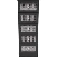 Welcome Furniture 5 Drawer Narrow Chest - Black Ash, Rattan
