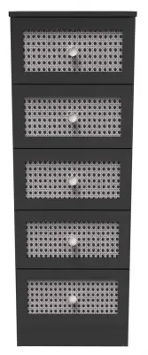 Welcome Furniture 5 Drawer Narrow Chest - Black Ash, Rattan image