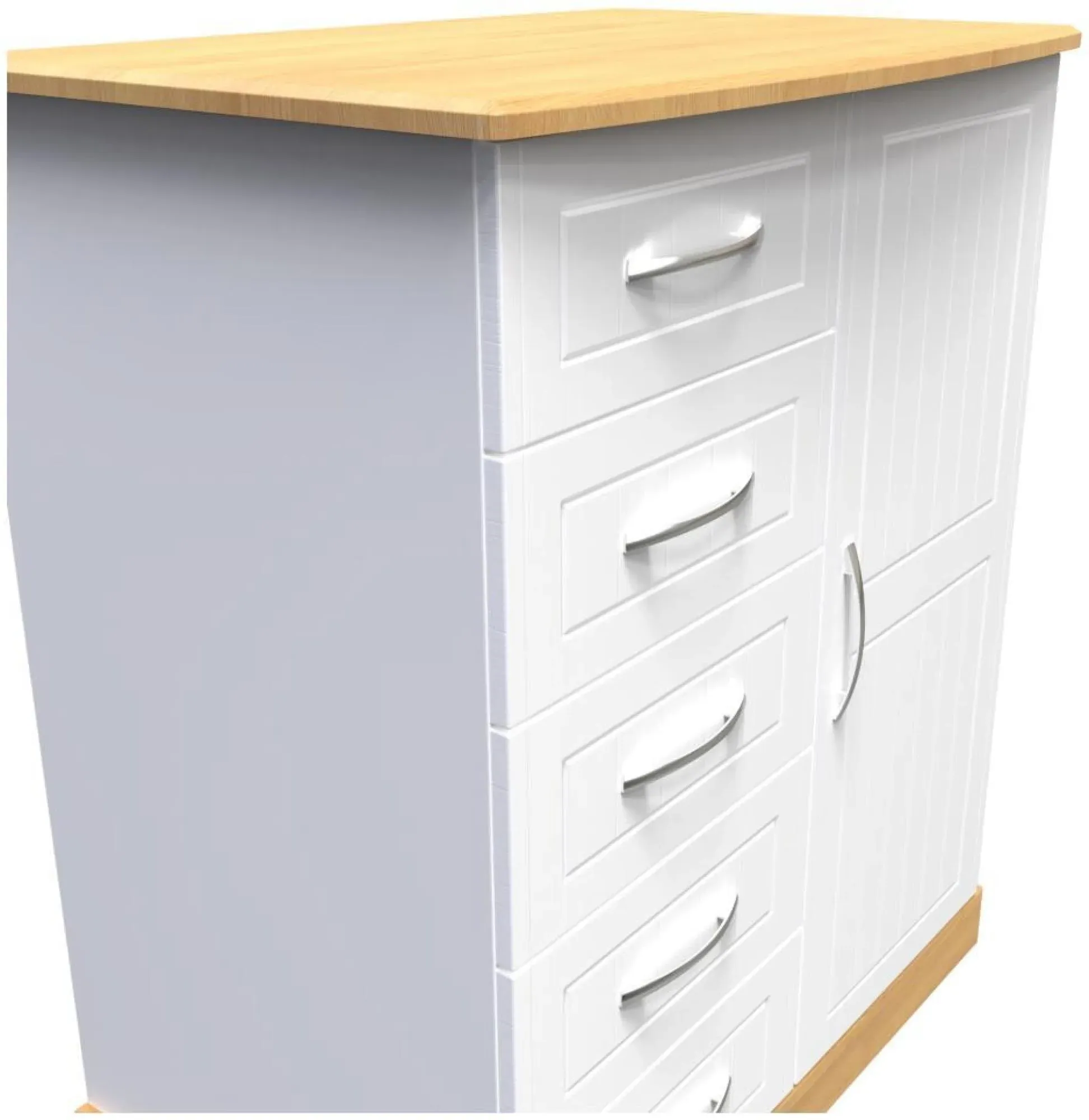 Whitney 1 Door Midi Wardrobe - Oak, White