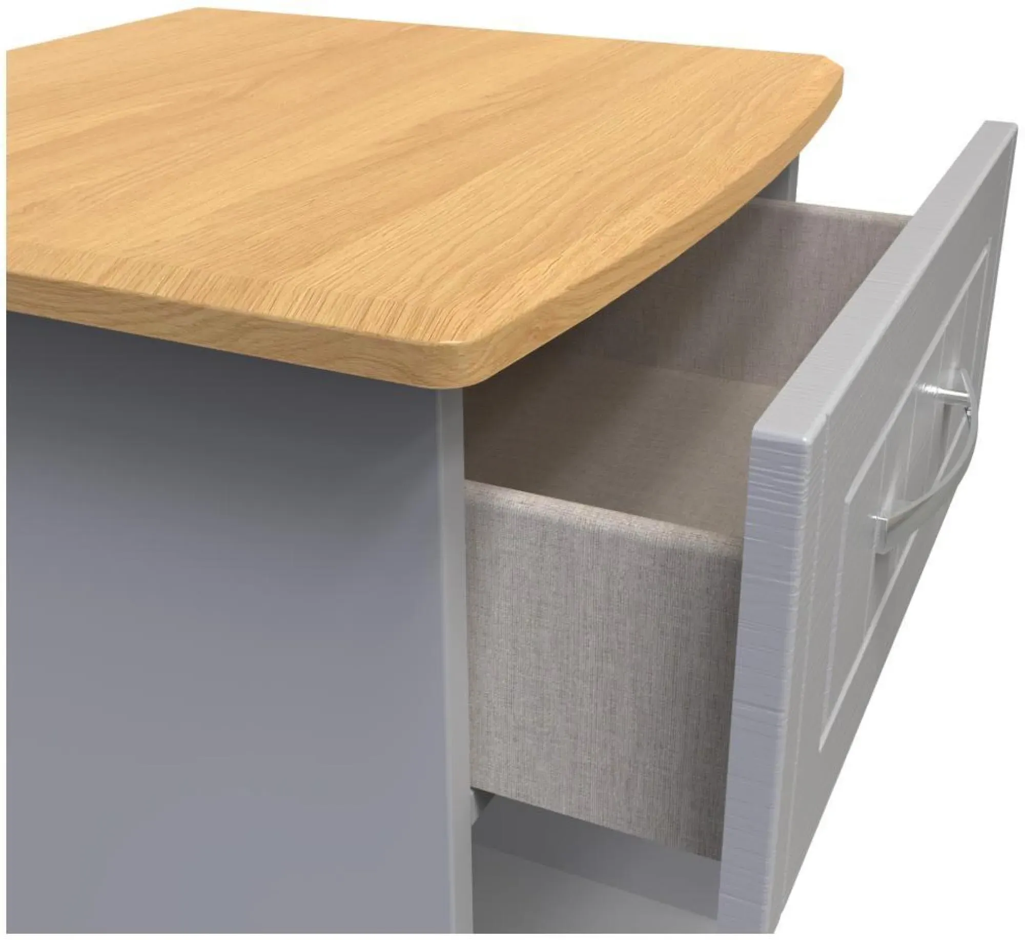 Whitney 1 Drawer Bedside Cabinet - Oak, Grey