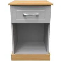 Whitney 1 Drawer Bedside Cabinet - Oak, Grey